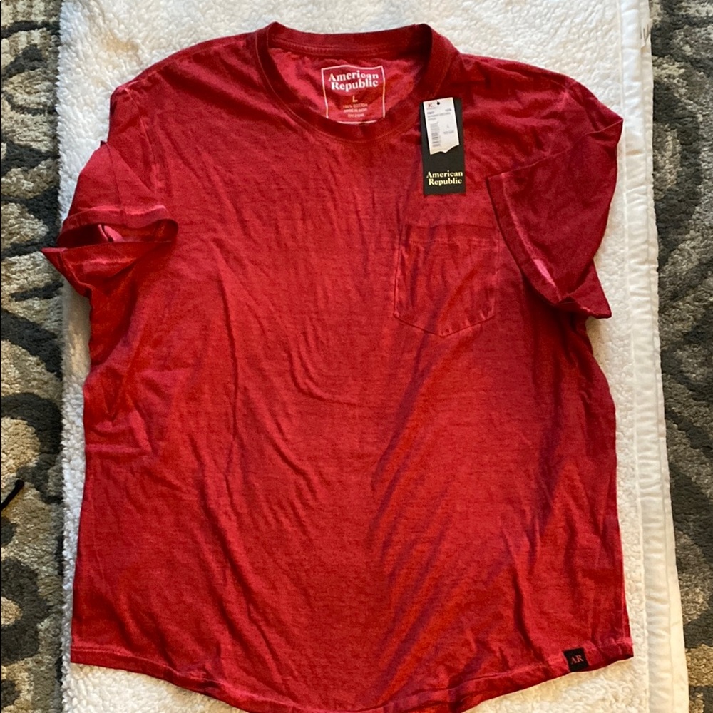Vibrant Red Short Sleeve Tee Classic Crew Neck
